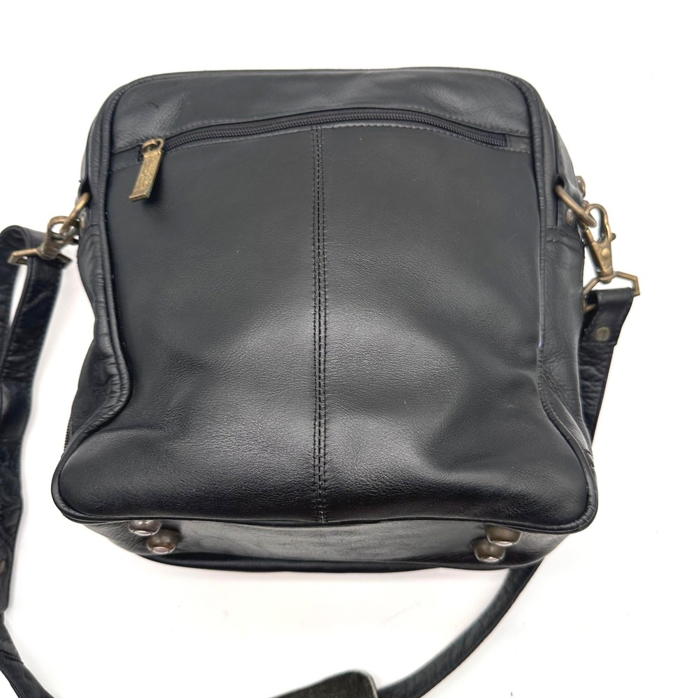Vintage Claire Chase Black Leather Messenger Bag Crossbody Organizer Briefcase - Picture 8 of 14